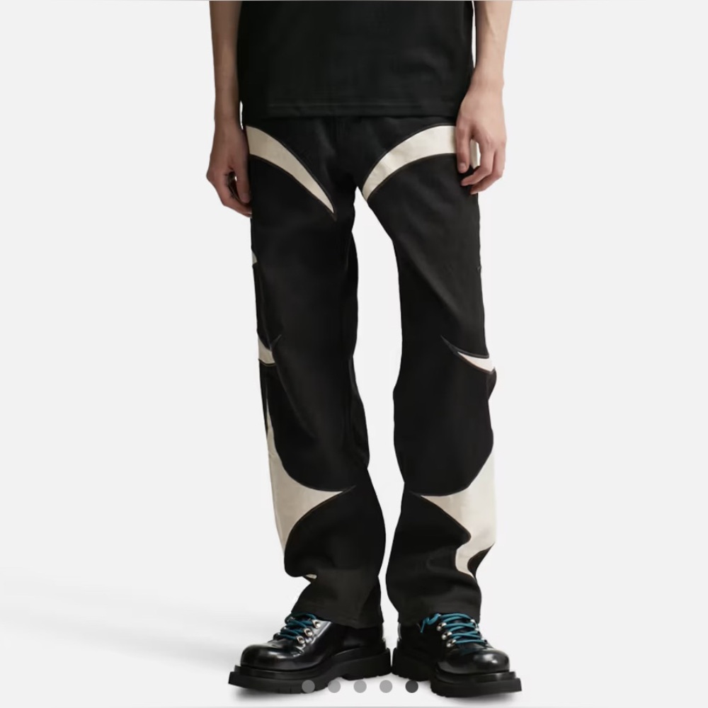 Thug Club Moon Star Denim-Leather Pants